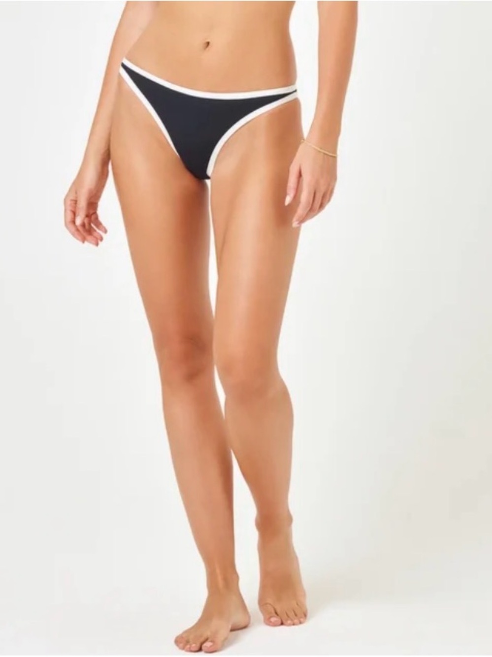 NWT L Space Fused Camacho Bikini Bottom Classic Black Cream. Size Large